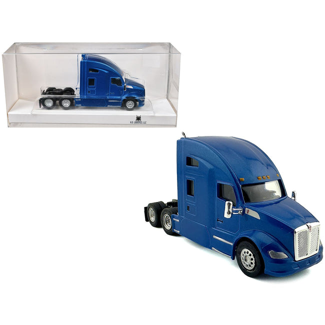 Kenworth T680 Sleeper Cab Blue Metallic 1/87 (HO) Plastic Model Car by HO Logistics