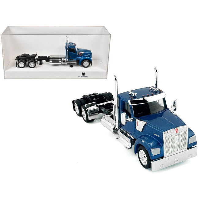 Kenworth W990 2-Axel Day Cab Blue Metallic 1/87 (HO) Plastic Model Car by HO Logistics