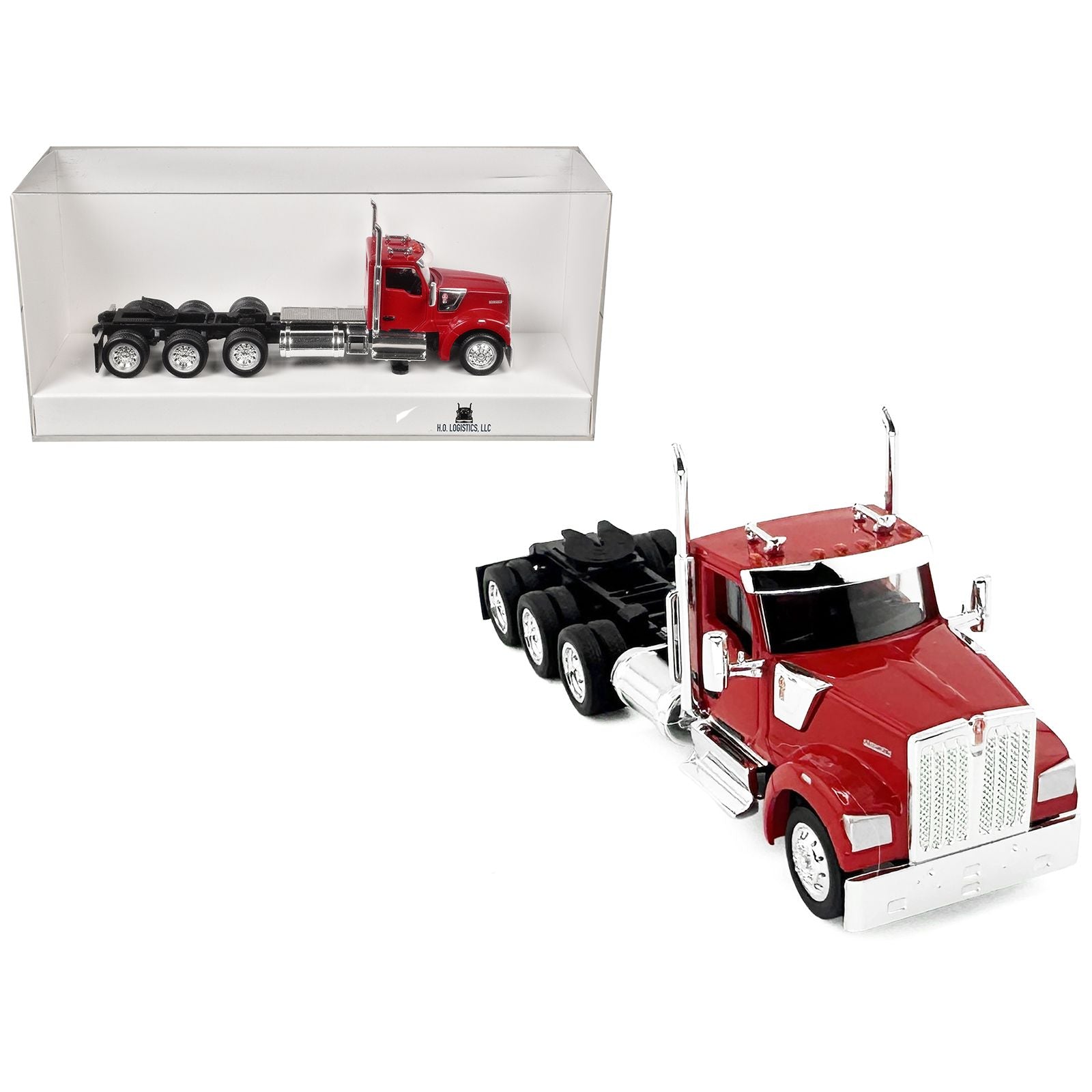 Kenworth W990 3-Axel Day Cab Red 1/87 (HO) Plastic Model Car by HO Logistics