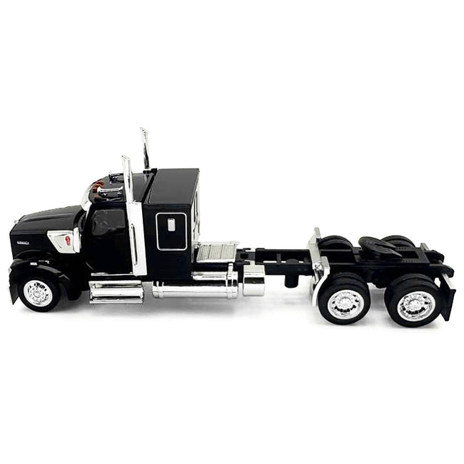 Kenworth W990 with Flat Top Sleeper Cab Black 1/87 (HO) Plastic Model Car by HO Logistics