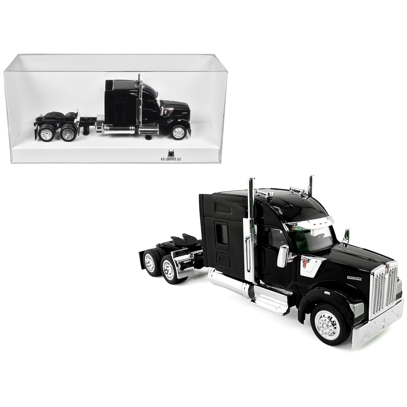 Kenworth W990 with Stand Up Sleeper Cab Black 1/87 (HO) Plastic Model Car by HO Logistics