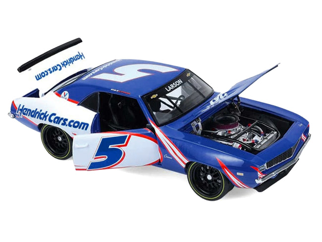 1969 Chevrolet Camaro #5 Kyle Larson "Hendrick Motorsports First Win Tribute" Blue and White with Graphics 1/18 Diecast Model Car by Highway 61 - view 2