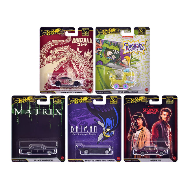"Pop Culture 2025" 5 piece Set N "Premium Series" Diecast Model Cars by Hot Wheels
