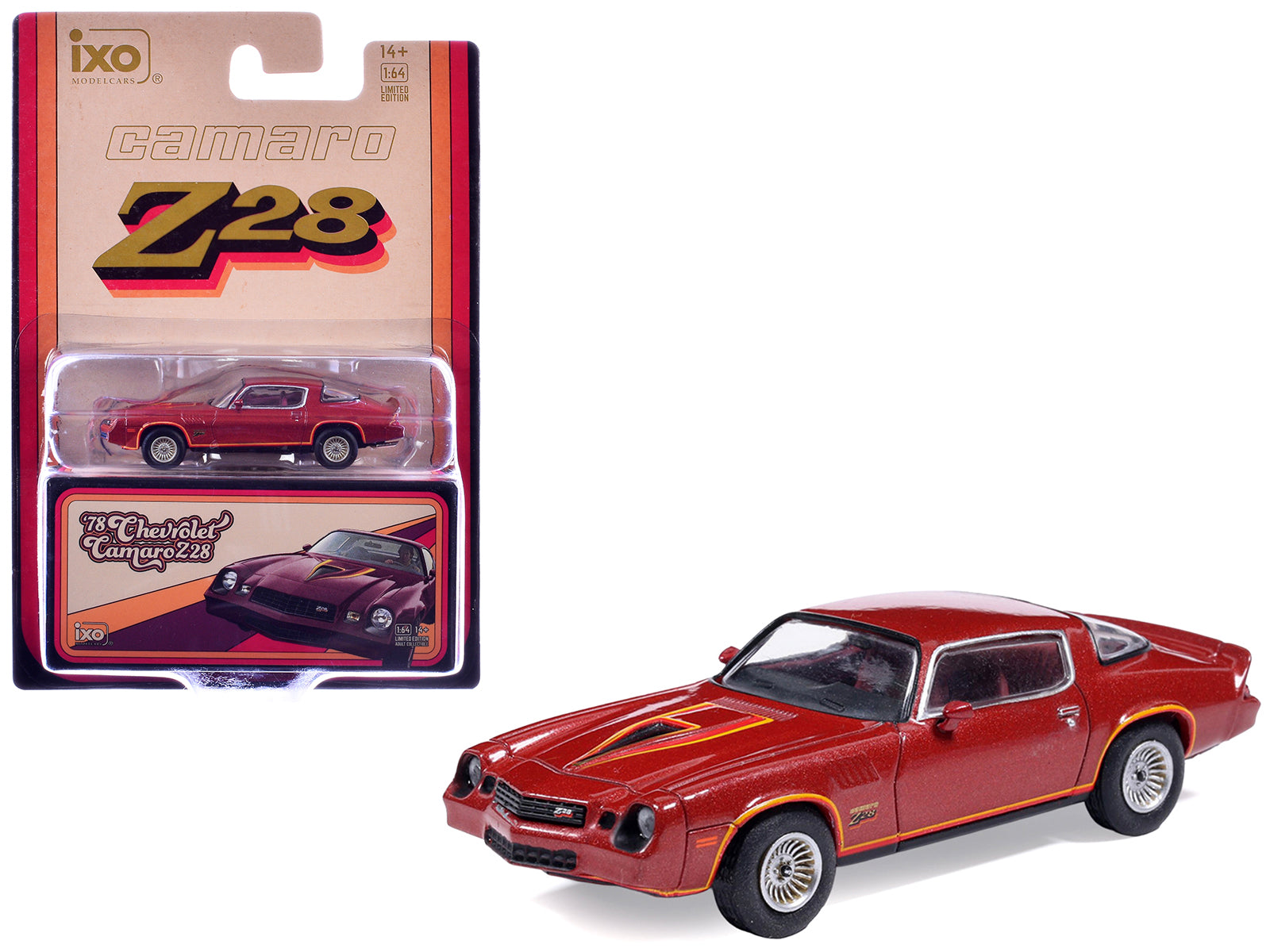 1978 Chevrolet Camaro Z28 Carmine Red Metallic with Red Interior 1/64 Diecast Model Car by IXO Models