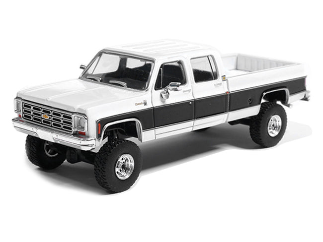 1978 Chevrolet Silverado K30 Crew Cab Pickup Truck White and Black 1/64 Diecast Model Car by IXO Models