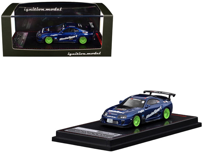 Toyota Supra (JZA80) RZ RHD (Right Hand Drive) #9 "WedsSport" Blue Metallic with Graphics 1/64 Diecast Model Car by Ignition Model