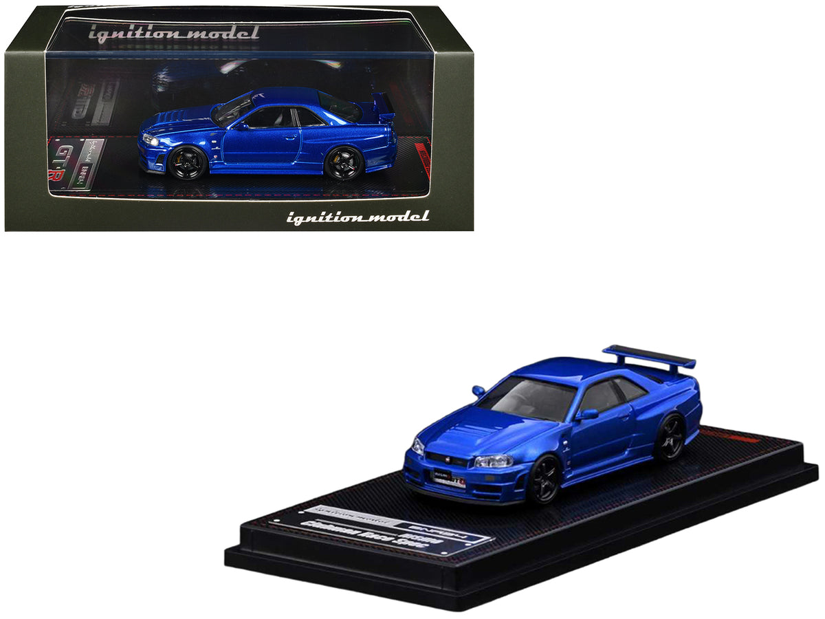 Nissan Skyline GT-R (BNR34) Nismo RHD (Right Hand Drive) Blue Metallic 1/64 Diecast Model Car by Ignition Model