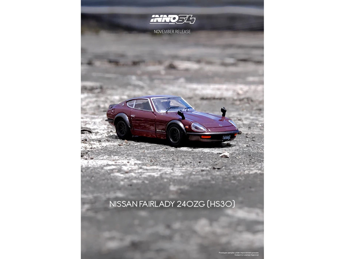 Nissan Fairlady 240ZG (HS30) RHD (Right Hand Drive) Maroon 1/64 Diecast Model Car by Inno Models