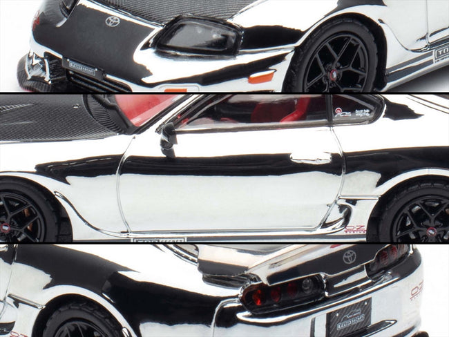 Toyota Supra (A80) "Top Secret" GT300 RHD (Right Hand Drive) Chrome with Carbon Hood and Red Interior "Tokyo Auto Salon 2026 Event Exclusive" 1/64 Diecast Model Car by Inno Models