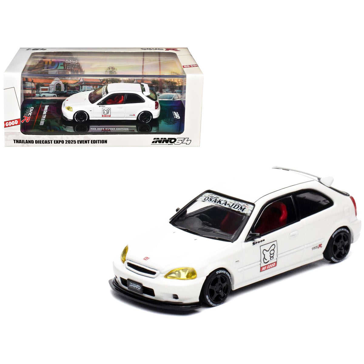 Honda Civic Type R (EK9) RHD (Right Hand Drive) White "Thailand Diecast Expo 2025 Event Edition" 1/64 Diecast Model Car by Inno Models