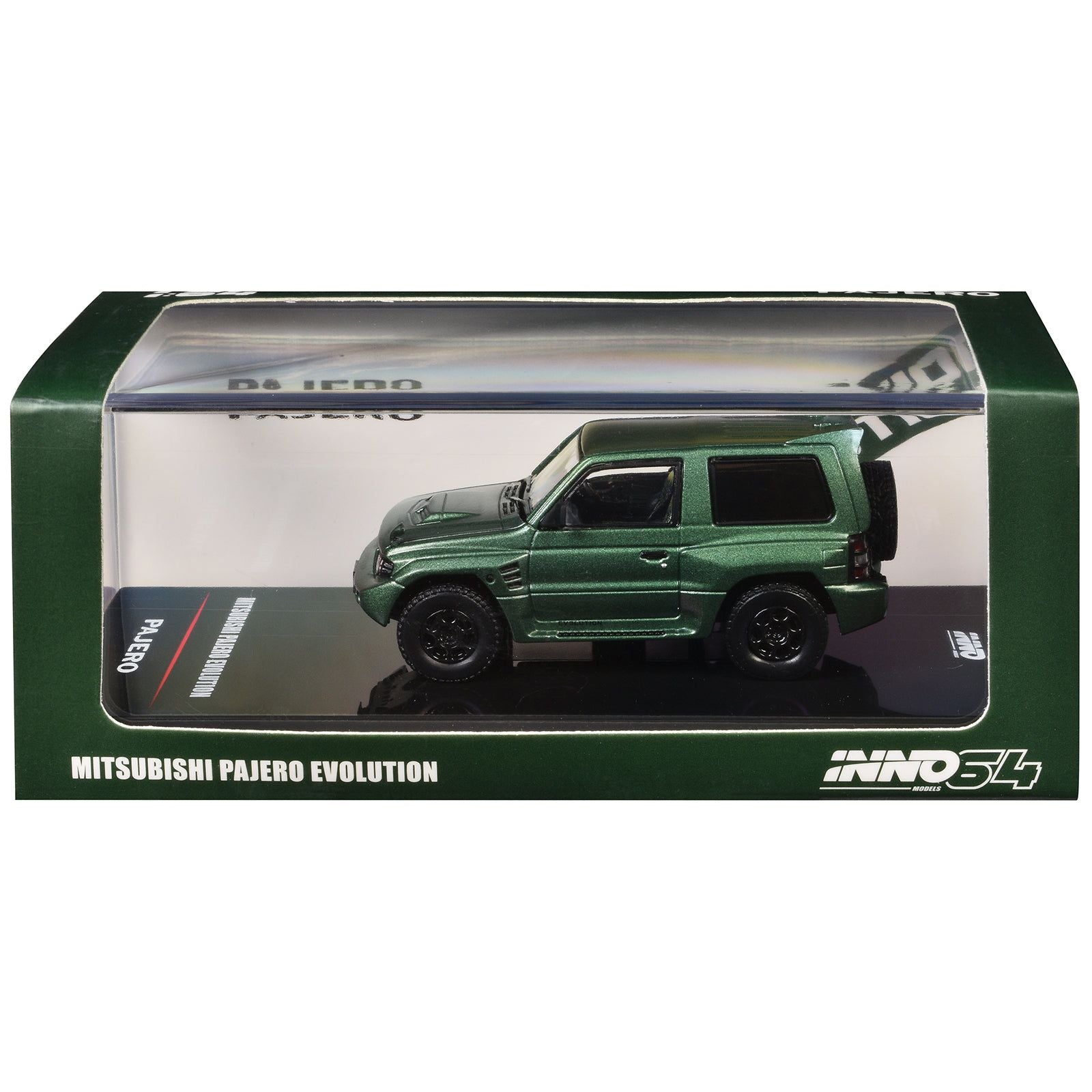 Mitsubishi Pajero Evolution RHD (Right Hand Drive) Satin Green Metallic 1/64 Diecast Model Car by Inno Models