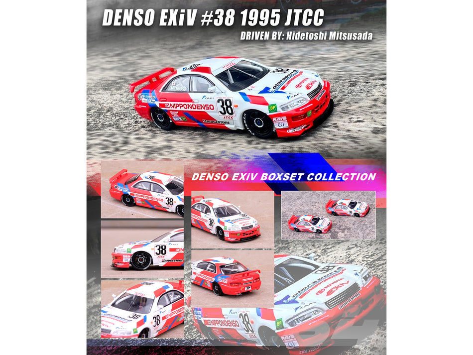 Toyota Corona EXiV #38 Hidetoshi Mitsusada and Toyota Corona EXiV #39 Tom Kristensen RHD (Right Hand Drive) "Nippon Denso" Japanese Touring Car Championship (1995) 2 piece Box Set Collection 1/64 Diecast Model Cars by Inno Models