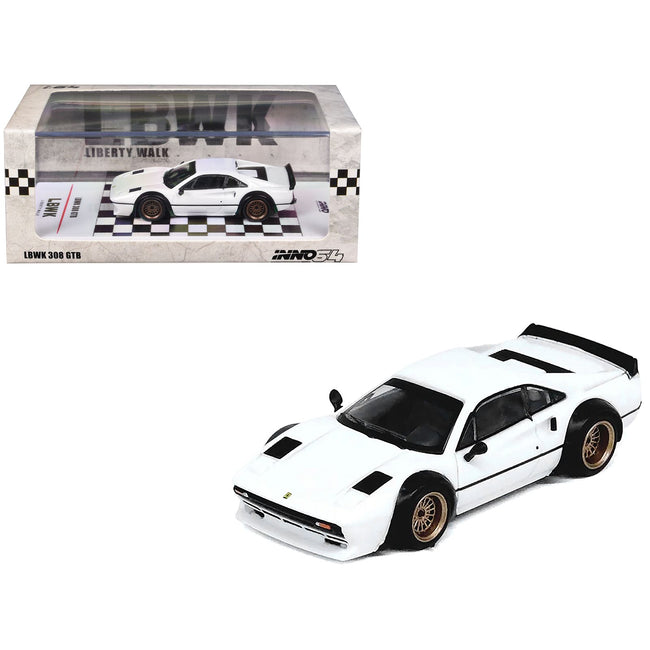 LBWK (Liberty Walk) 308 GTB White 1/64 Diecast Model Car by Inno Models