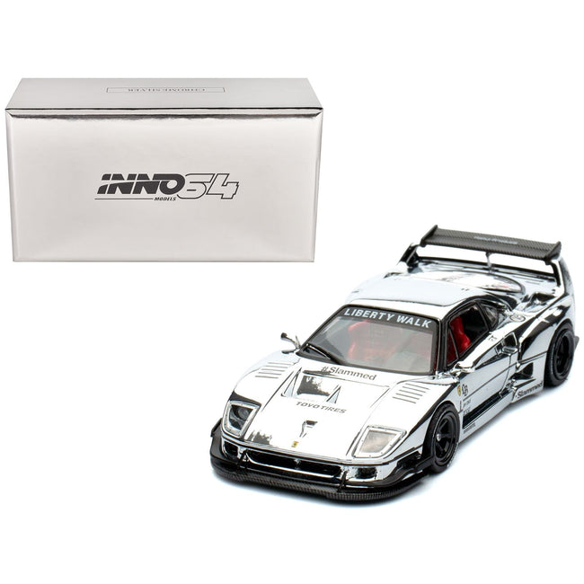 LBWK (Liberty Walk) F40 Chrome Silver 1/64 Diecast Model Car by Inno Models