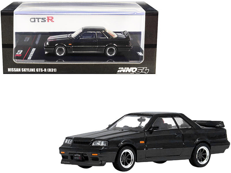 Nissan Skyline GTS-R (R31) RHD (Right Hand Drive) Black Metallic and Gun Metal Gray 1/64 Diecast Model Car by Inno Models