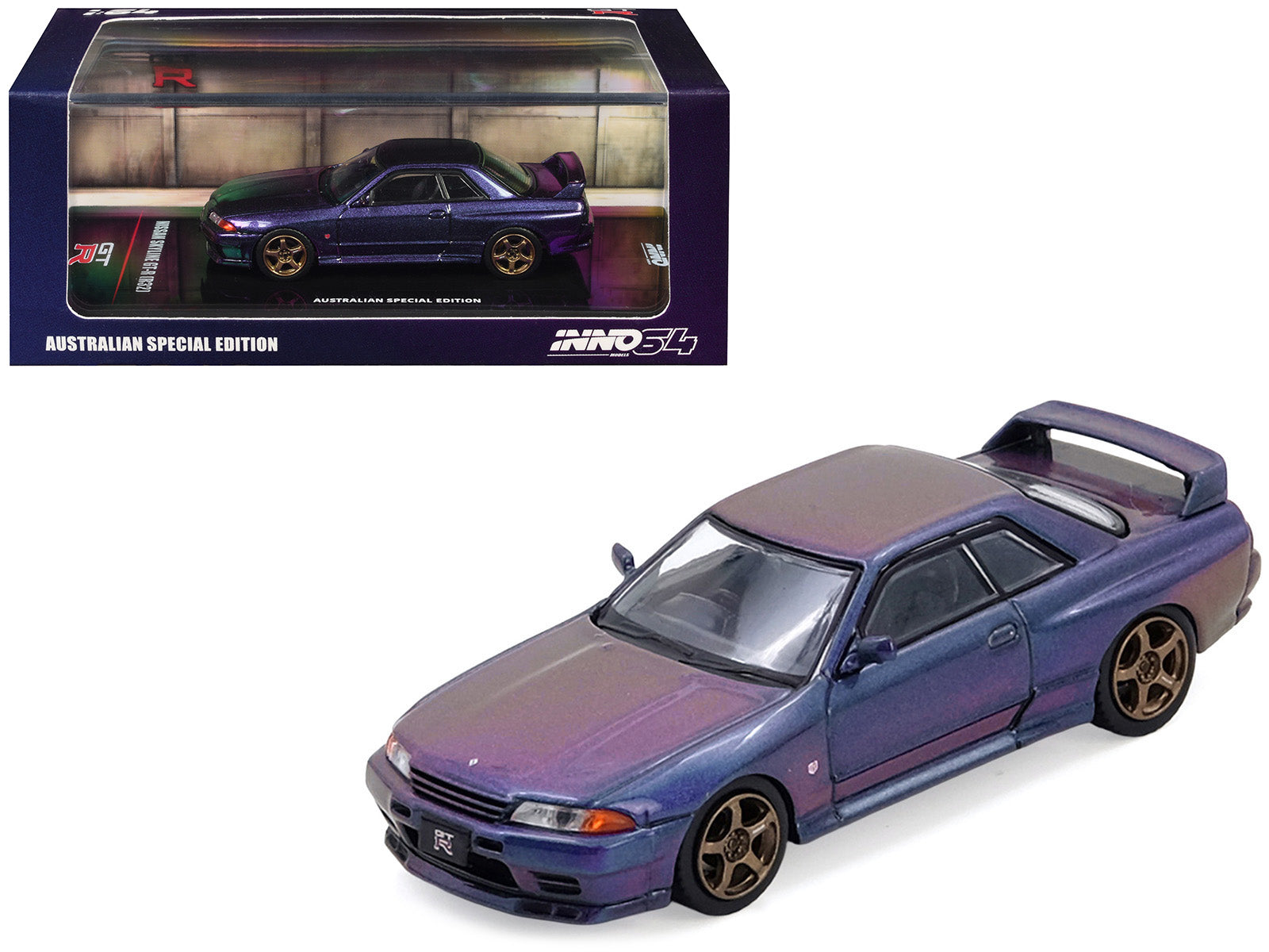 Nissan Skyline GT-R (R34) "Top Secret" RHD (Right Hand Drive) Stealth Gray with Carbon Hood "GTSHOW 2025 Event Edition" 1/64 Diecast Model Car by Inno Models