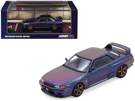 Nissan Skyline GT-R (R34) "Top Secret" RHD (Right Hand Drive) Stealth Gray with Carbon Hood "GTSHOW 2025 Event Edition" 1/64 Diecast Model Car by Inno Models