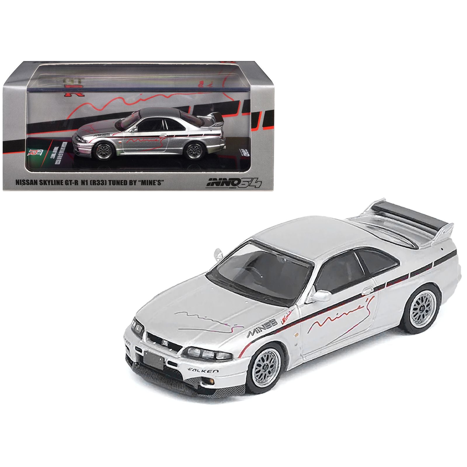 Nissan Skyline GT-R N1 (R33) RHD (Right Hand Drive) "Tuned by Mine's" Silver 1/64 Diecast Model Car by Inno Models