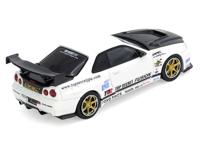 Nissan GT-R (R35) Widebody RHD (Right Hand Drive) Black and White with Graphics "AORUS X INNO64 Limited Edition" 1/64 Diecast Model Car by Inno Models