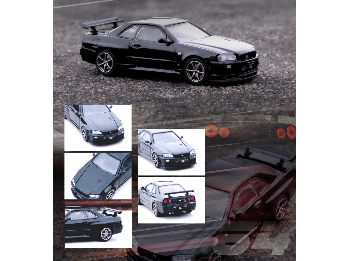 Nissan Skyline GT-R (R34) V-SPEC II RHD (Right Hand Drive) Black 1/64 Diecast Model Car by Inno Models