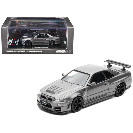 Nissan Skyline GT-R (R34) Z-Tune RHD (Right Hand Drive) Gray Metallic "Thailand Diecast Expo 2025 Event Edition" 1/64 Diecast Model Car by Inno Models