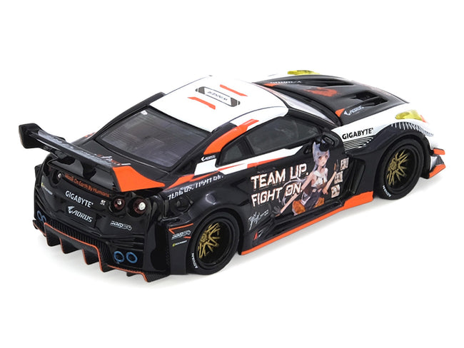 Nissan GT-R (R35) Top Secret RHD (Right Hand Drive) Silver Metallic with Carbon Hood and Top "Tokyo Auto Salon Hong Kong 2025 Event Edition" 1/64 Diecast Model Car by Inno Models