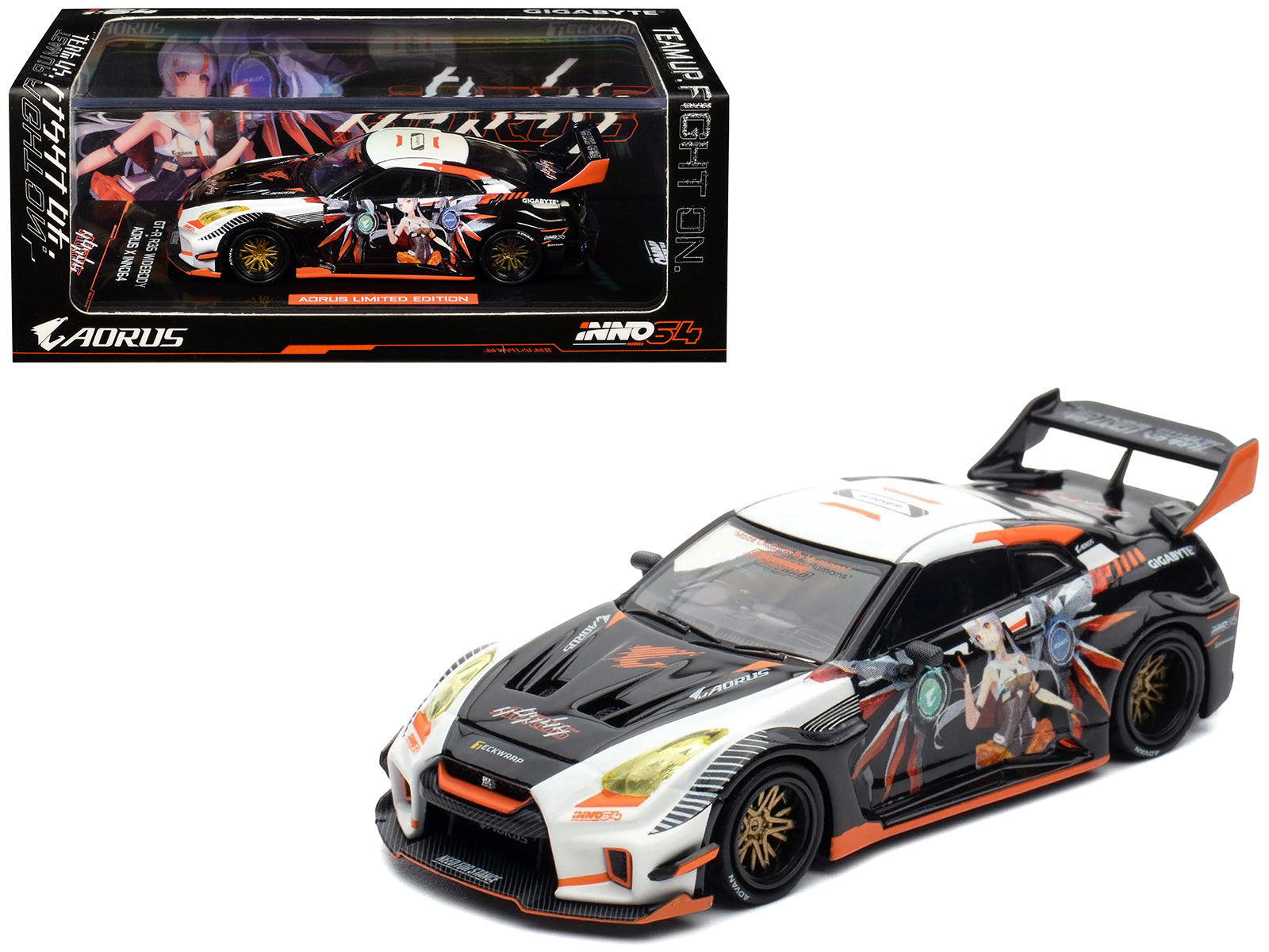 Nissan GT-R (R35) Top Secret RHD (Right Hand Drive) Silver Metallic with Carbon Hood and Top "Tokyo Auto Salon Hong Kong 2025 Event Edition" 1/64 Diecast Model Car by Inno Models