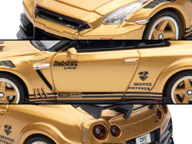 Nissan GT-R (R35) RHD (Right Hand Drive) Yellow with Carbon Hood and Black Top "The Model Car Show Singapore 2025 Event Edition" 1/64 Diecast Model Car by Inno Models