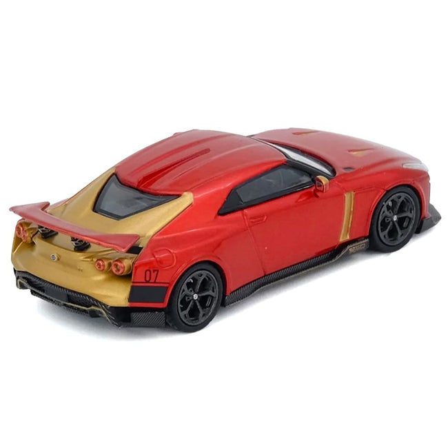 Nissan GT-R50 By ItalDesign Red Metallic with Gold Accents 1/64 Diecast Model Car by Inno Models