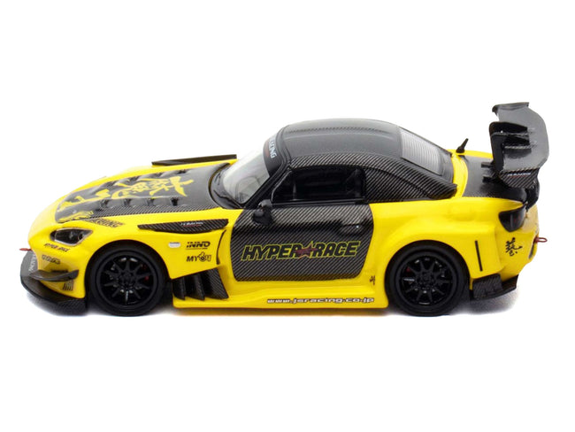 Honda S2000 RHD (Right Hand Drive) "Js Racing" Yellow with Carbon Hood and Top with Graphics "Tokyo Auto Salon Kuala Lumpur 2025 Event Edition" 1/64 Diecast Model Car by Inno Models