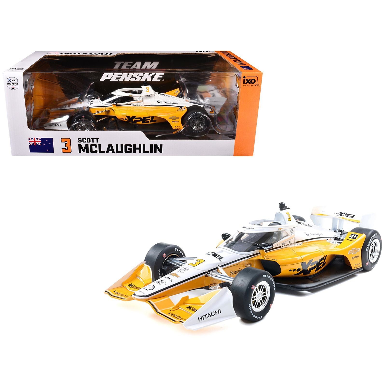 Dallara IndyCar #3 Scott McLaughlin "XPEL" Team Penske (Road Course Configuration) "NTT IndyCar Series" (2025) 1/18 Diecast Model Car by IXO Models