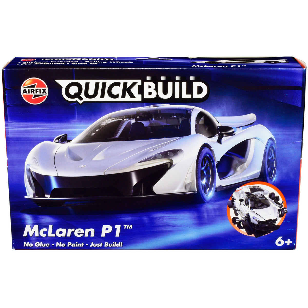 Skill 1 Model Kit McLaren P1 White Snap Together Painted Plastic Model Car Kit by Airfix Quickbuild
