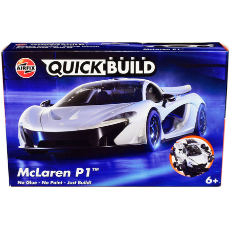 Skill 1 Model Kit McLaren P1 White Snap Together Painted Plastic Model Car Kit by Airfix Quickbuild
