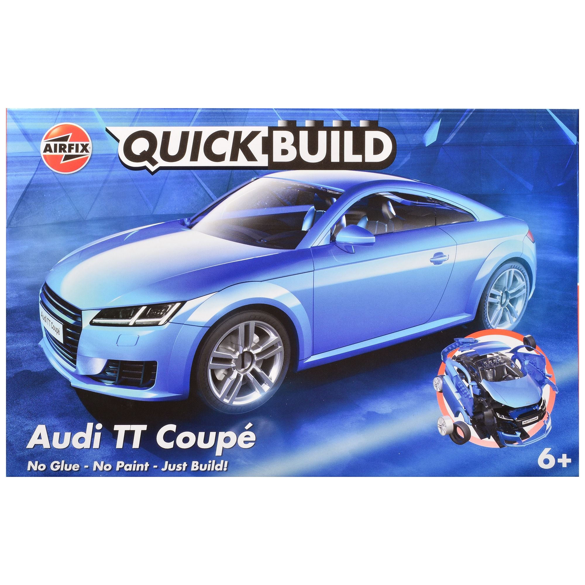 Skill 1 Model Kit Audi TT Coupe Blue Snap Together Snap Together Snap Together Painted Plastic Model Car Kit by Airfix Quickbuild