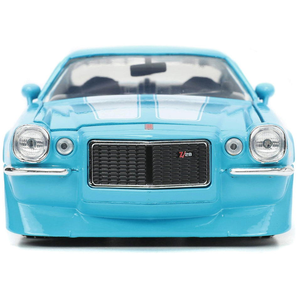 1971 Chevrolet Camaro Z/28 Light Blue with White Stripes "Bigtime Muscle" Series 1/24 Diecast Model Car by Jada