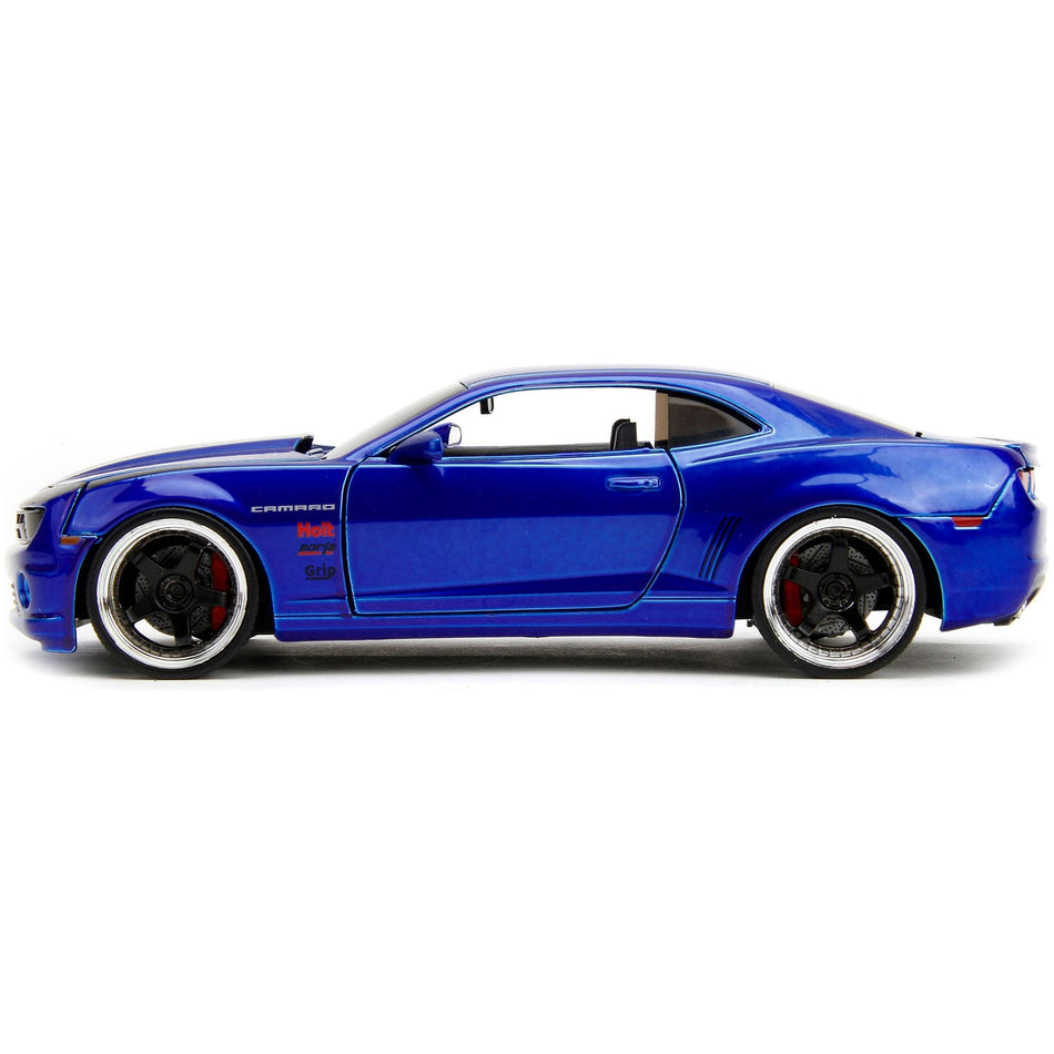 2010 Chevrolet Camaro Candy Blue with Black Hood "Bigtime Muscle" Series 1/24 Diecast Model Car by Jada