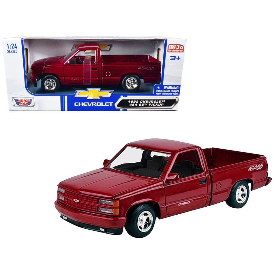 1992 Chevrolet 454 SS Pickup Truck Red Metallic 1/24 Diecast Model Car by Motormax