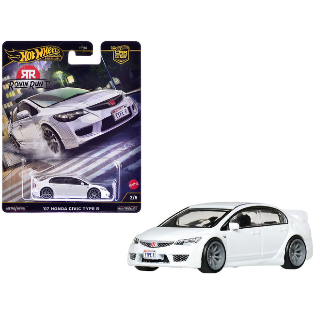 2007 Honda Civic Type R RHD (Right Hand Drive) White "Ronin Run II" Series Diecast Model Car by Hot Wheels
