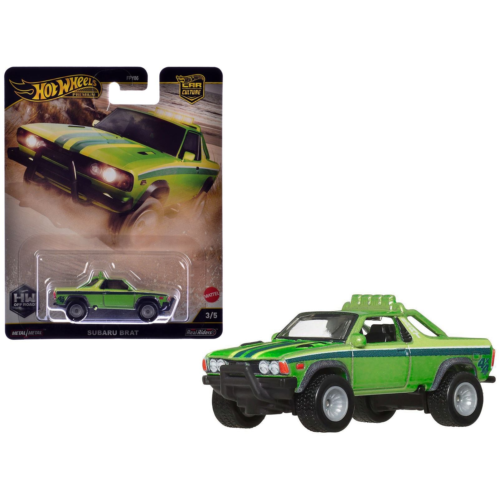 Subaru BRAT Utility Truck Green Metallic with Stripes "HW Off Road" Series Diecast Model Car by Hot Wheels