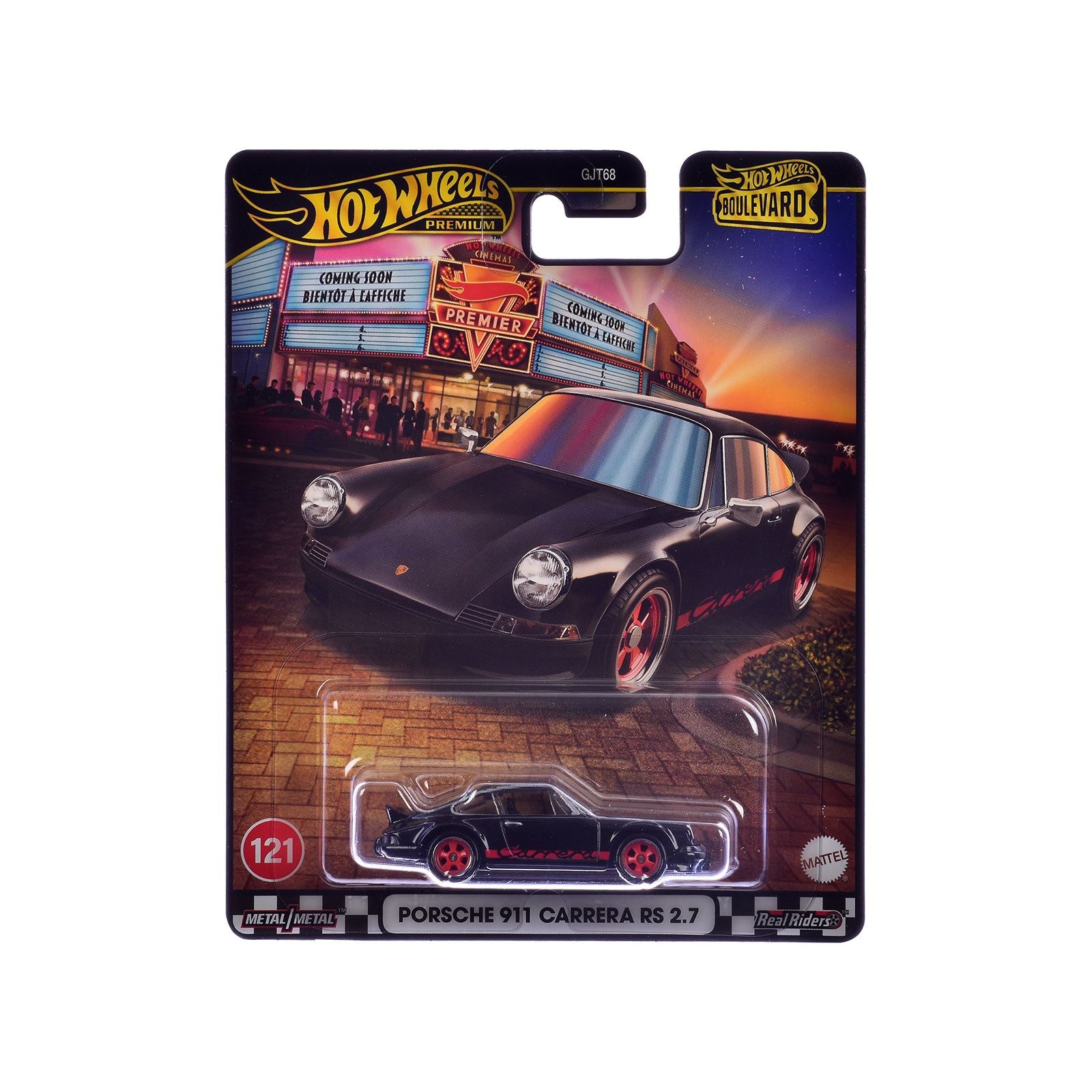 Porsche 911 Carrera RS 2.7 Black with Red Stripes "Boulevard" Series Diecast Model Car by Hot Wheels