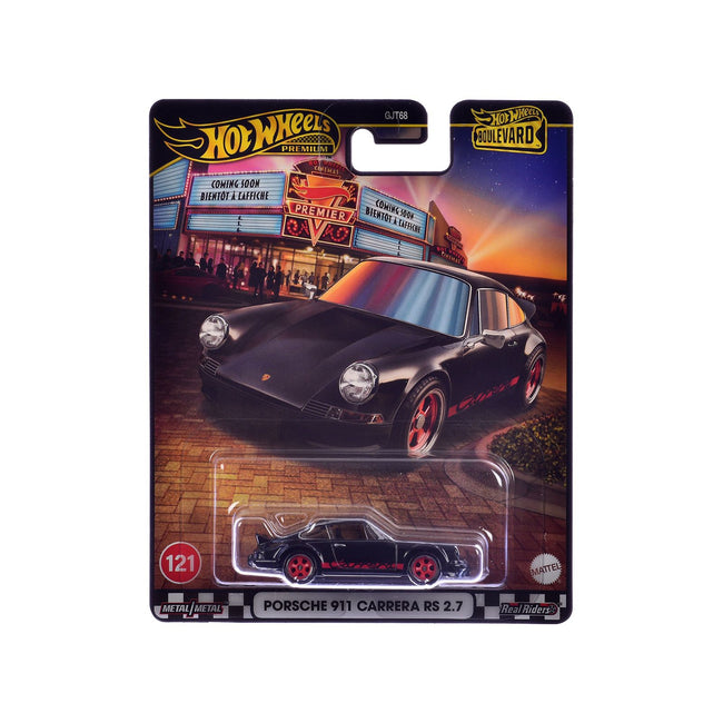 Porsche 911 Carrera RS 2.7 Black with Red Stripes "Boulevard" Series Diecast Model Car by Hot Wheels
