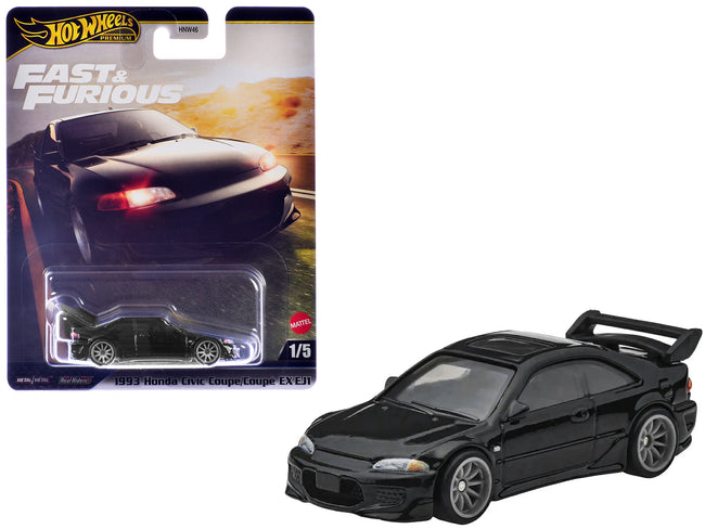 1993 Honda Civic Coupe EX EJ1 Black "The Fast and the Furious" (2001) Movie Diecast Model Car by Hot Wheels