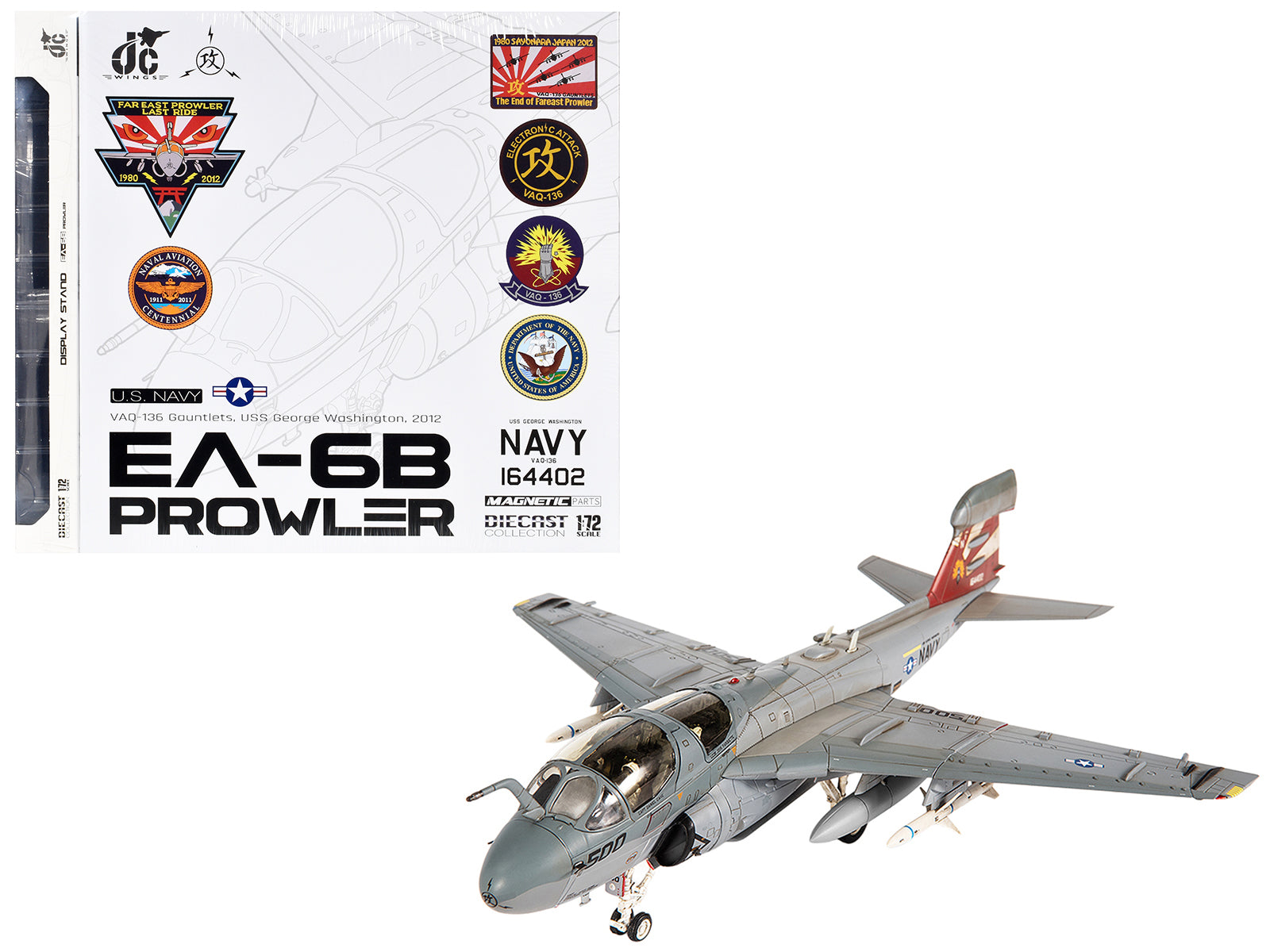 Grumman EA-6B Prowler Attack Aircraft "VAQ-136 Gauntlets USS George Washington" (2012) United States Navy 1/72 Diecast Model by JC Wings