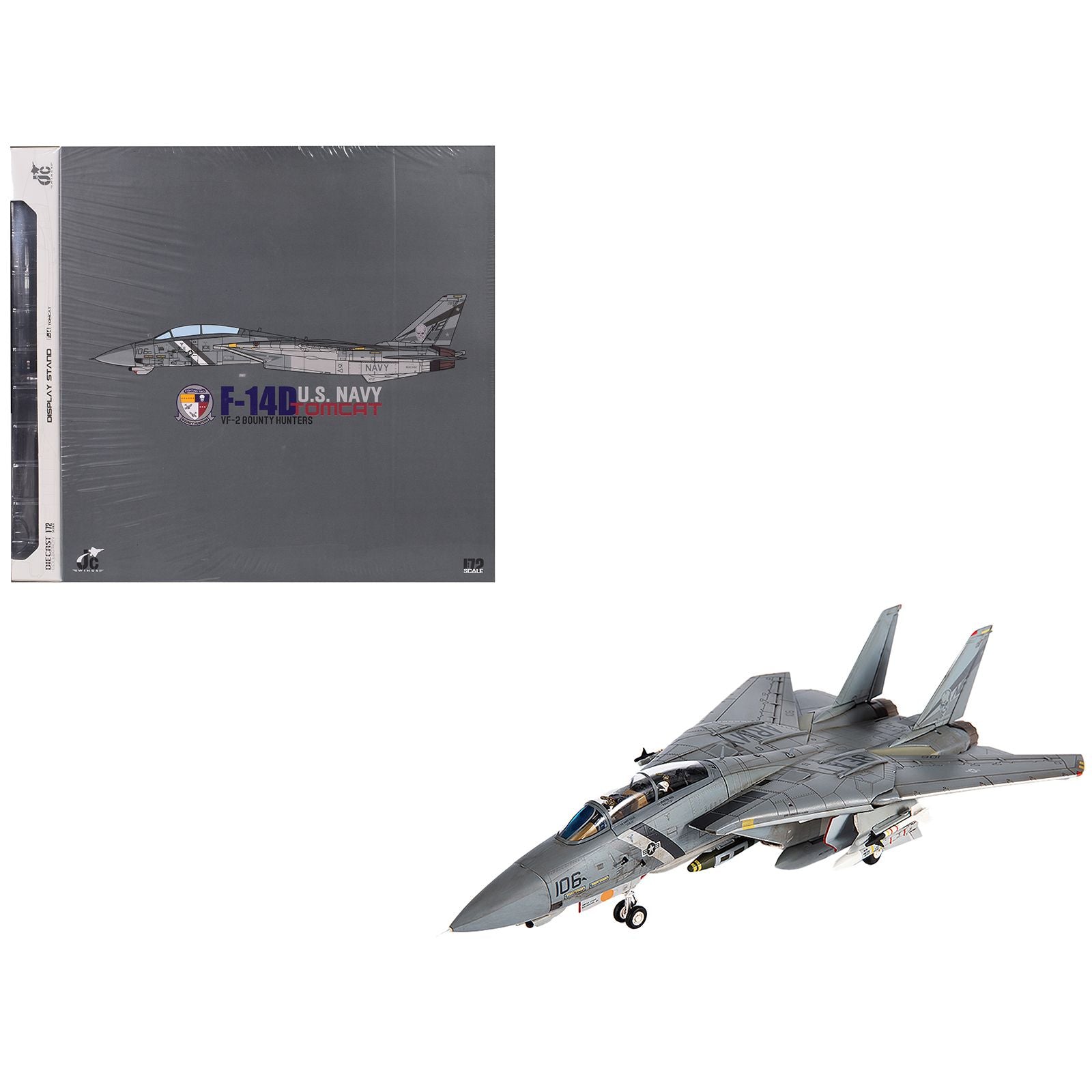 Grumman F-14D Tomcat Fighter Aircraft "VF-2 Bounty Hunters NE106" (2002) United States Navy 1/72 Diecast Model by JC Wings