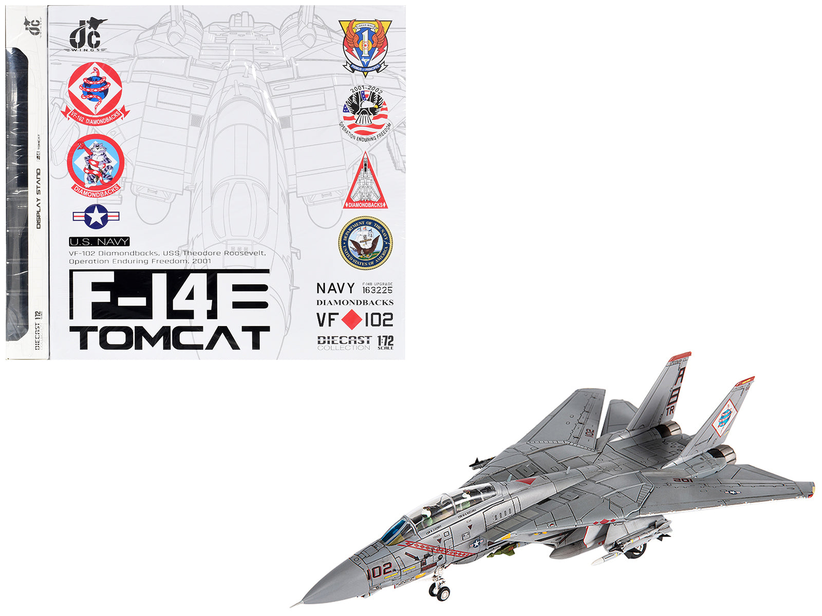 Grumman F-14B Tomcat Fighter Aircraft "VF-102 Diamondbacks Operation Enduring Freedom" (2001) United States Navy 1/72 Diecast Model by JC Wings