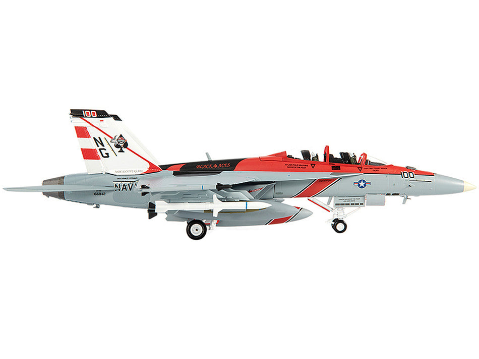 McDonnell Douglas F/A-18F Super Hornet Fighter Plane "U.S. Navy VFA-41 Black Aces USS John C. Stennis 70th Anniversary Edition" (2015) 1/72 Diecast Model by JC Wings