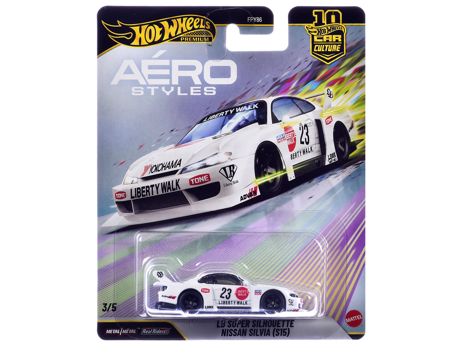 Nissan Silvia (S15) LB Super Silhouette RHD (Right Hand Drive) #23 White with Graphics "Aero Styles" Series Diecast Model Car by Hot Wheels