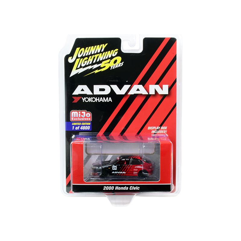 2000 Honda Civic #21 "ADVAN Yokohama" "Johnny Lightning 50th Anniversary" Limited Edition to 4800 pieces Worldwide 1/64 Diecast Model Car by Johnny Lightning