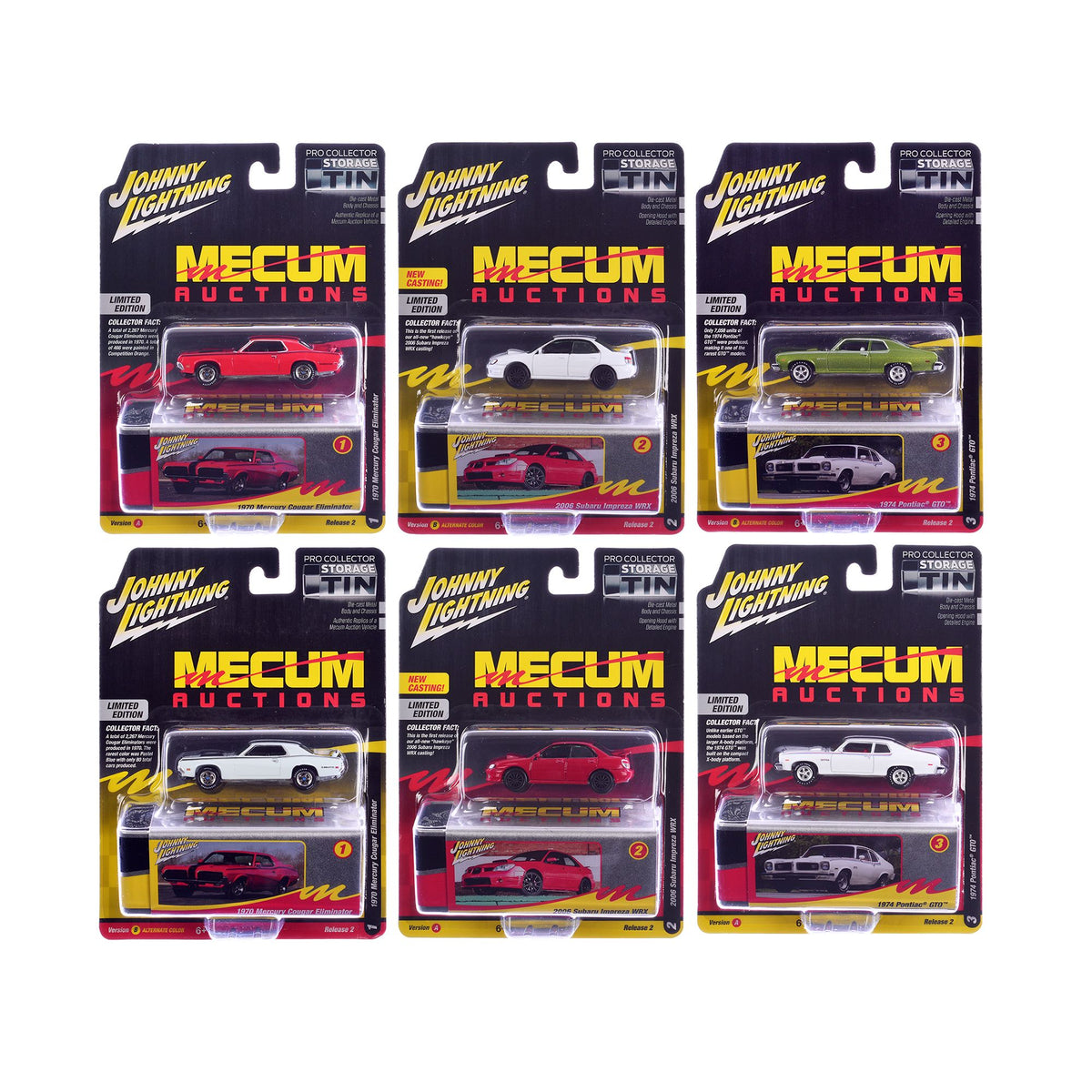 Johnny Lightning Collector's Tin 2024 Set of 6 Cars Release 2 Limited Edition 1/64 Diecast Model Cars by Johnny Lightning