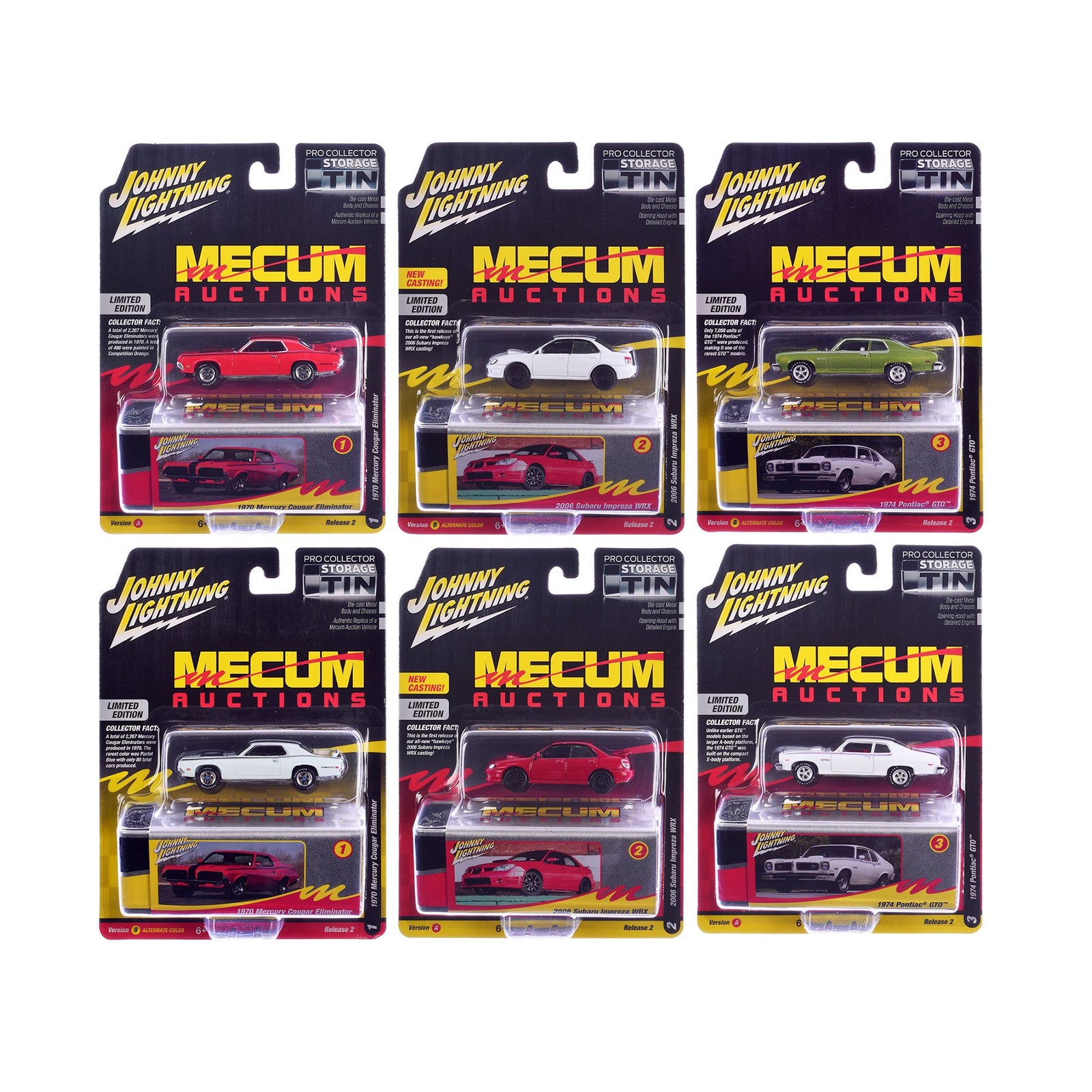 Johnny Lightning Collector's Tin 2024 Set of 6 Cars Release 2 Limited Edition 1/64 Diecast Model Cars by Johnny Lightning
